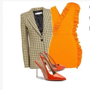 MSGM Marigold Ruffled One Shoulder Dress Size 38/ US 0